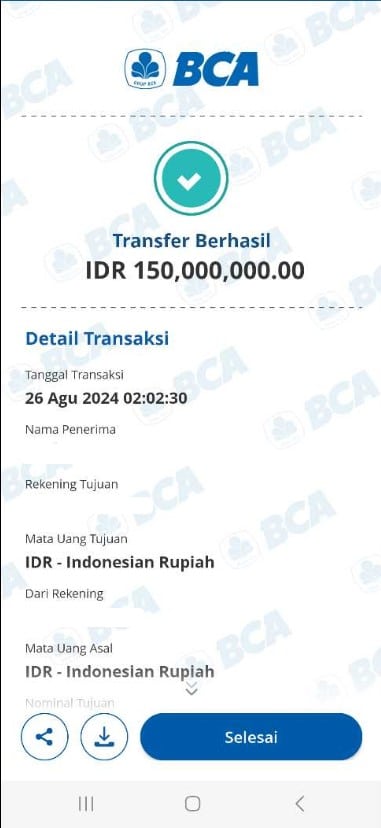 bukti transfer User ID clo55