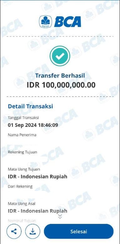 bukti transfer pekong999